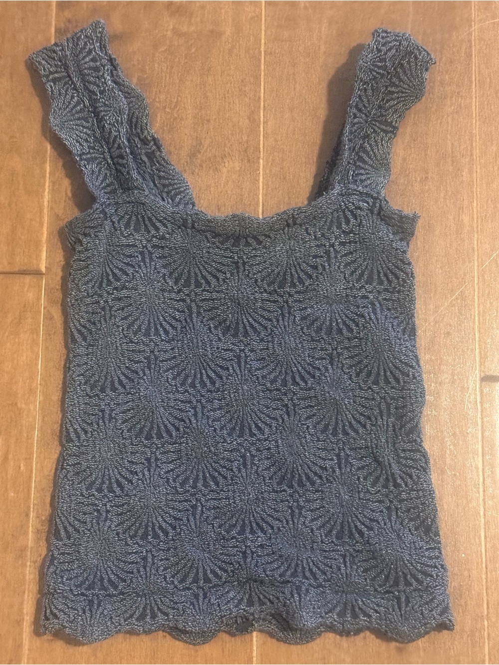 Free People Grey / Black Textured Square Neck Tank M//L